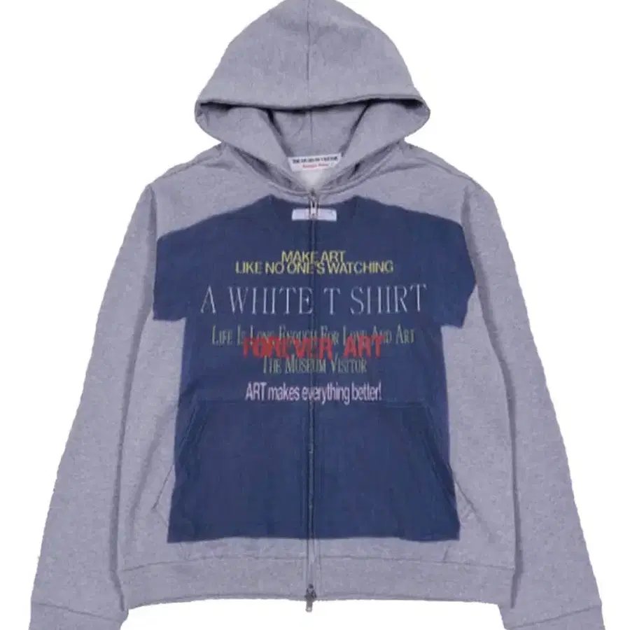 더뮤지엄비지터 LETTERING T-SHIRTS PRINTED ZIP UP HOODY (GREY)