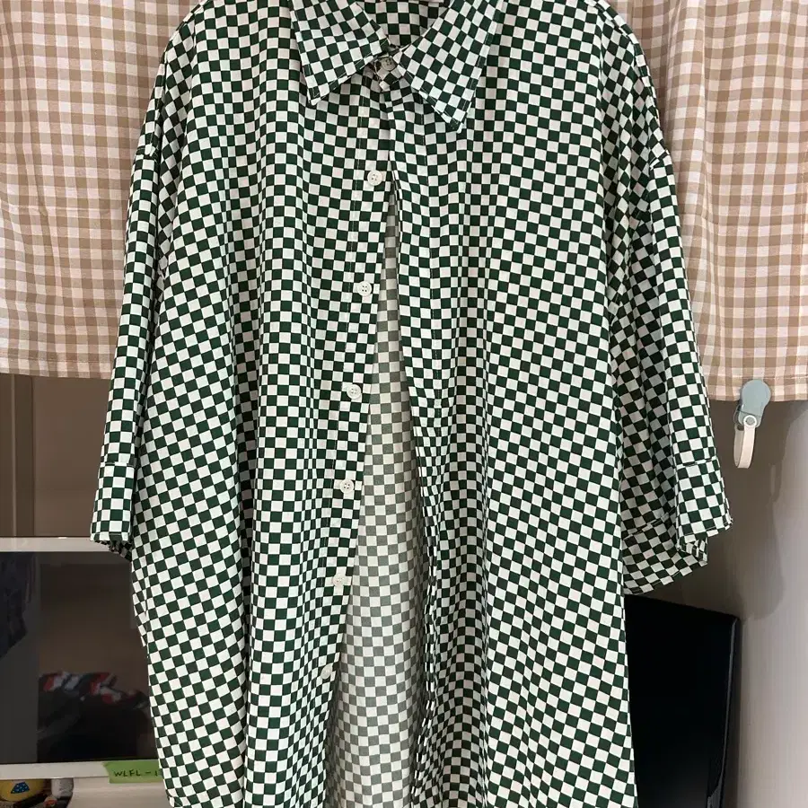 오버핏 실켓 체크셔츠 3xl