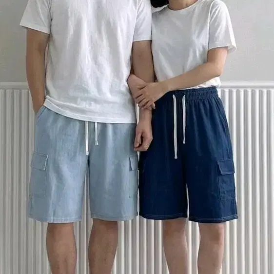 새상품) 남녀공용 데님 카고 반바지