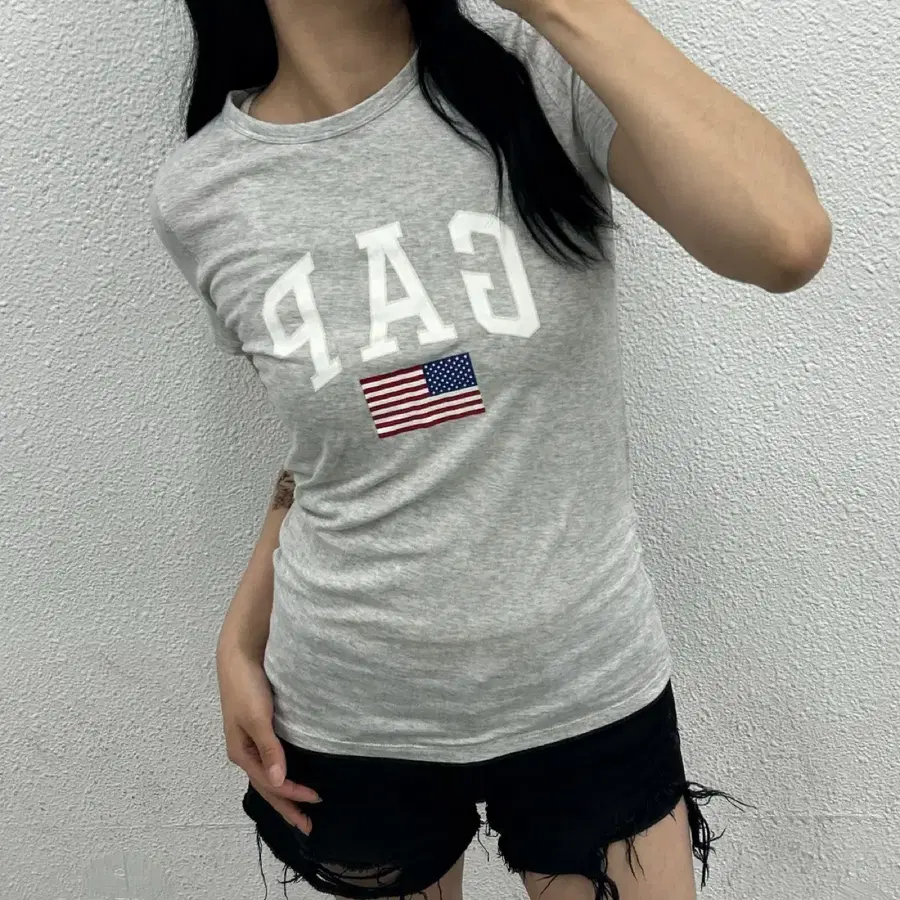 갭 성조기 센터로고 그레이 반팔 XS