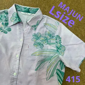 카리유시 웨어 여성용 MAJUN 마준 L 아로하 셔츠 오키나와
