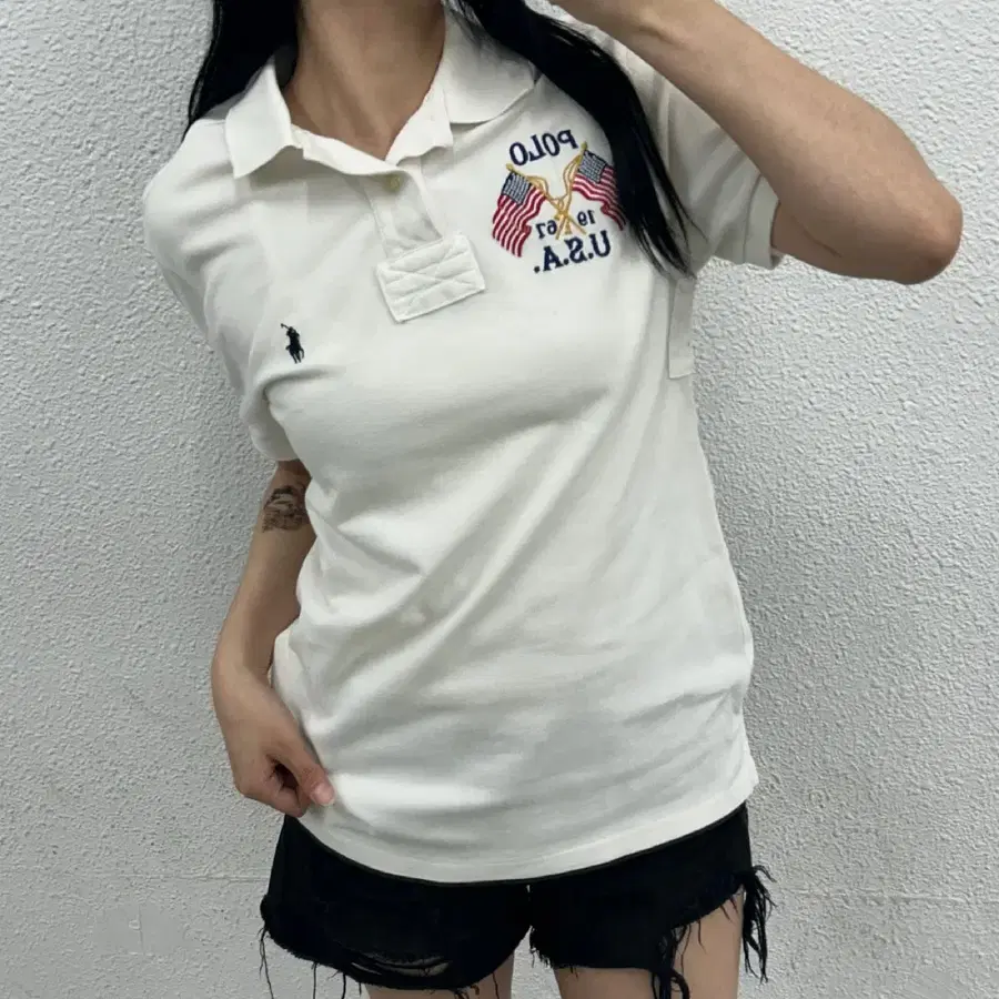 폴로 랄프로렌 치프키프 네이비포니 화이트 pk반팔 S