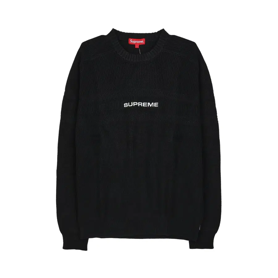 [L] 슈프림 체스트 스트라이프 래글런 스웨터 블랙 - 18SS