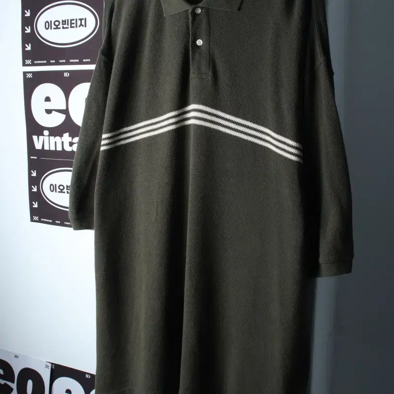 (3XL-4XL) 렙 반팔 카라 티셔츠 빅사이즈 니트 카키-H37828