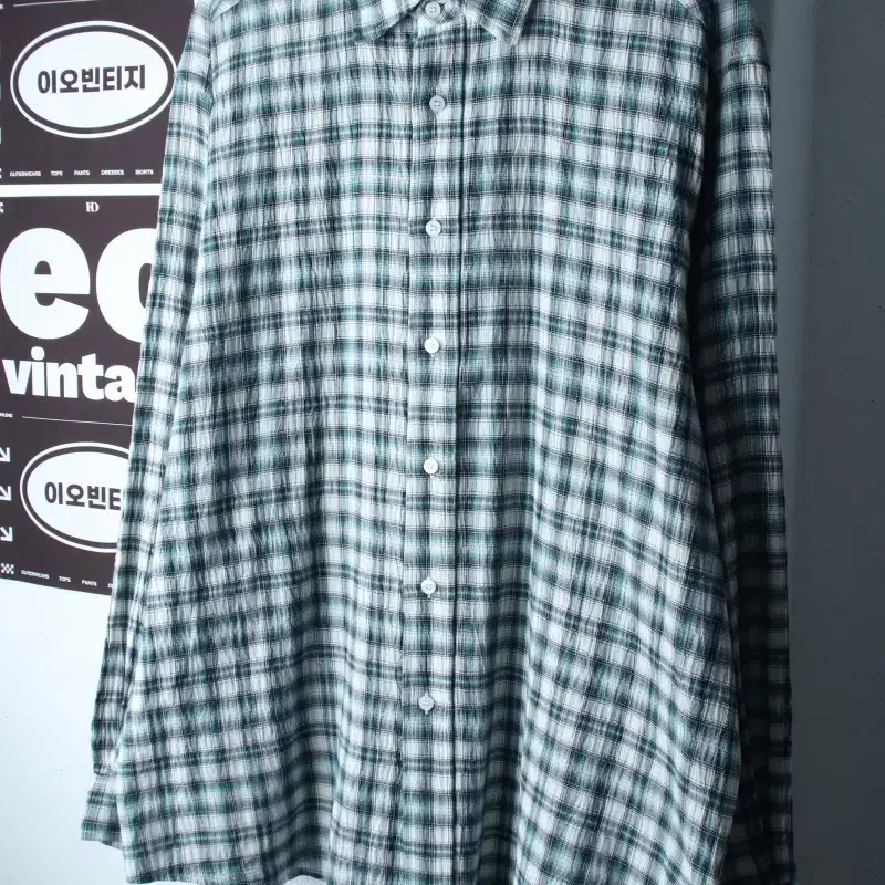 (XL-2XL) 무드인사이드 셔츠 남방 빅사이즈 체크 그린-H37849