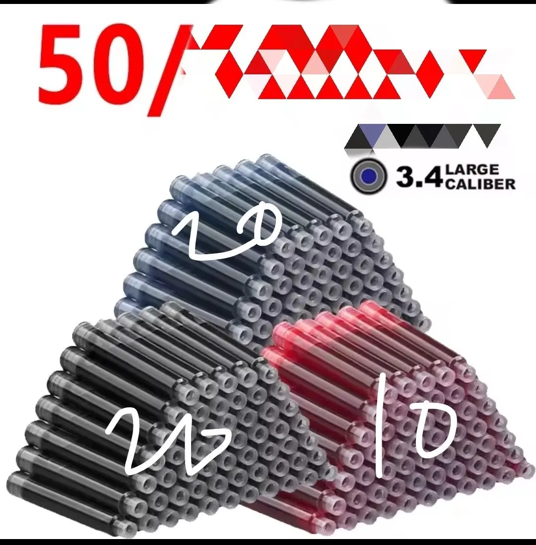 일회용 잉크50개 구경 3.4mm 블루20블랙20레드10 세트