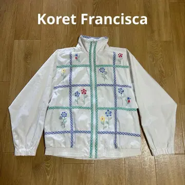 빈티지 1990s Koret Francisca 자켓 꽃무늬 자수 블루종