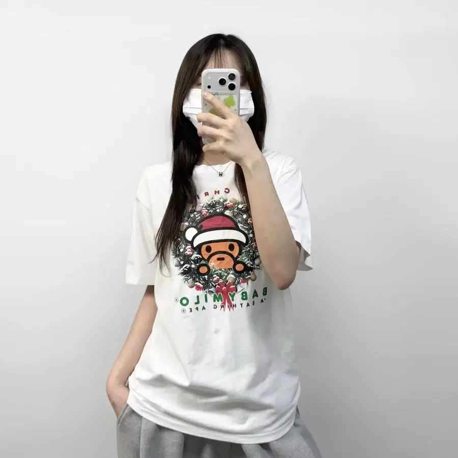 베이프 Bape 크리스마스 베이비마일로 반팔티 화이트