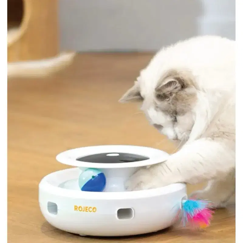 (새상품)고양이 스마트 장난감 2in1 자동 낚시 깃털 공 오토