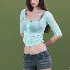 플노팔 롱슬리브 민트 Suri Lace Button Long Sleeve Top(Mint)