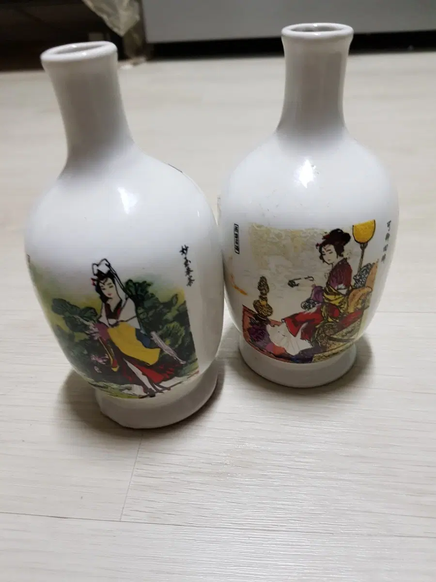 중국골동선녀고량주주병2점