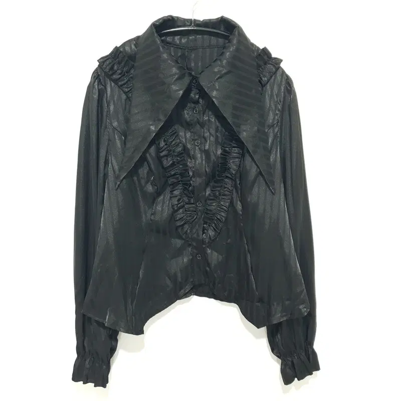 새틴 스트라이프 빅카라 고딕 블라우스 0XL_M3500