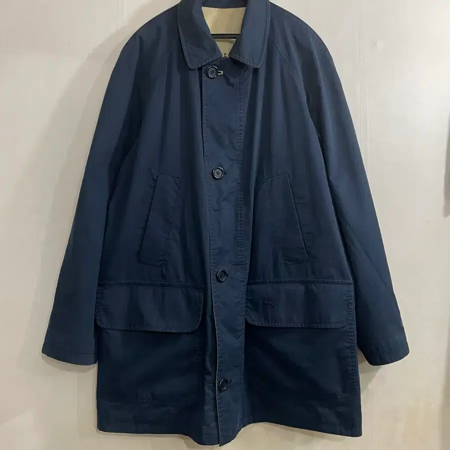 90s 버버리 오버사이즈 카코트 하프 코트 자켓 네이비