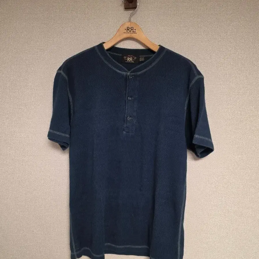 RRL 더블알엘 와플 니트 인디고 헨리넥 L