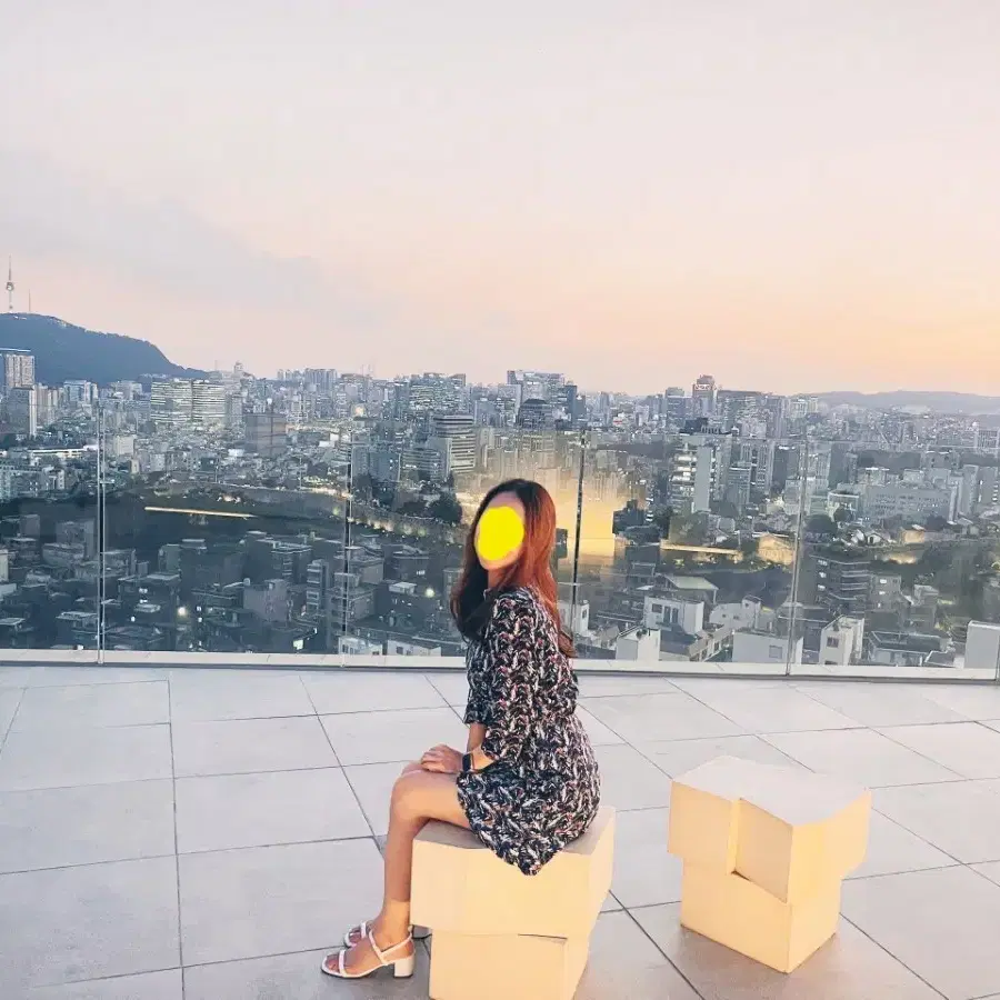 네이비 패턴 원피스