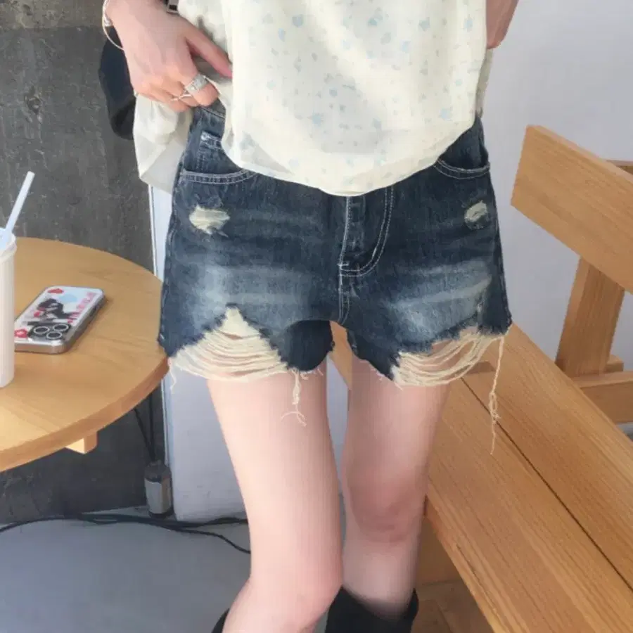 빈티지 워싱 데미지 숏팬츠 L (새상품)