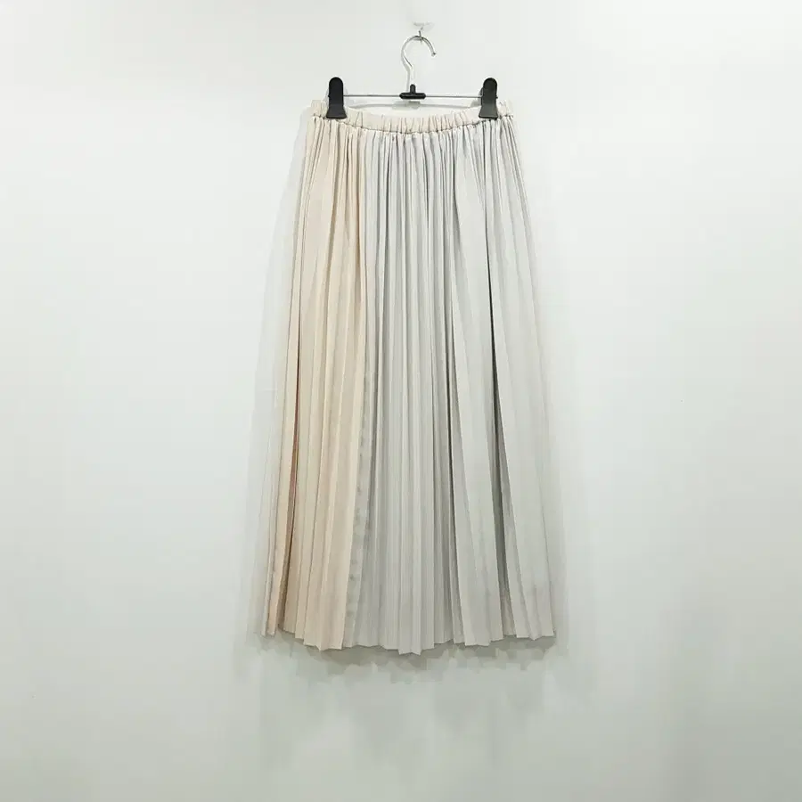 T42 빈티지 밴딩 배색 모리걸 하구미룩 주름 플리츠 롱 스커트 여S