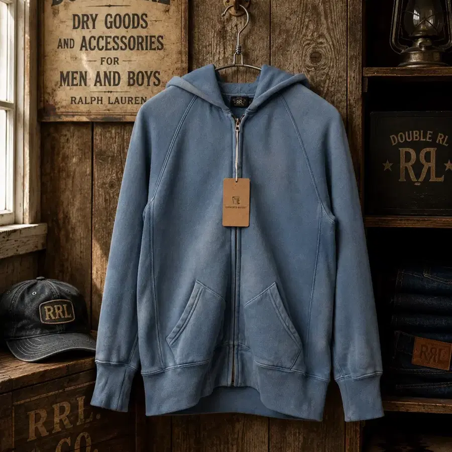 RRL 인디고 프렌치 테리 후디