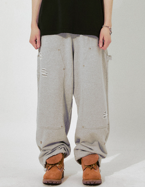 플레이버리즘 Destroyed Carpanter Wide Sweat Pants (TP0058-1) 스웻팬츠 XL사이즈 판매합니다.