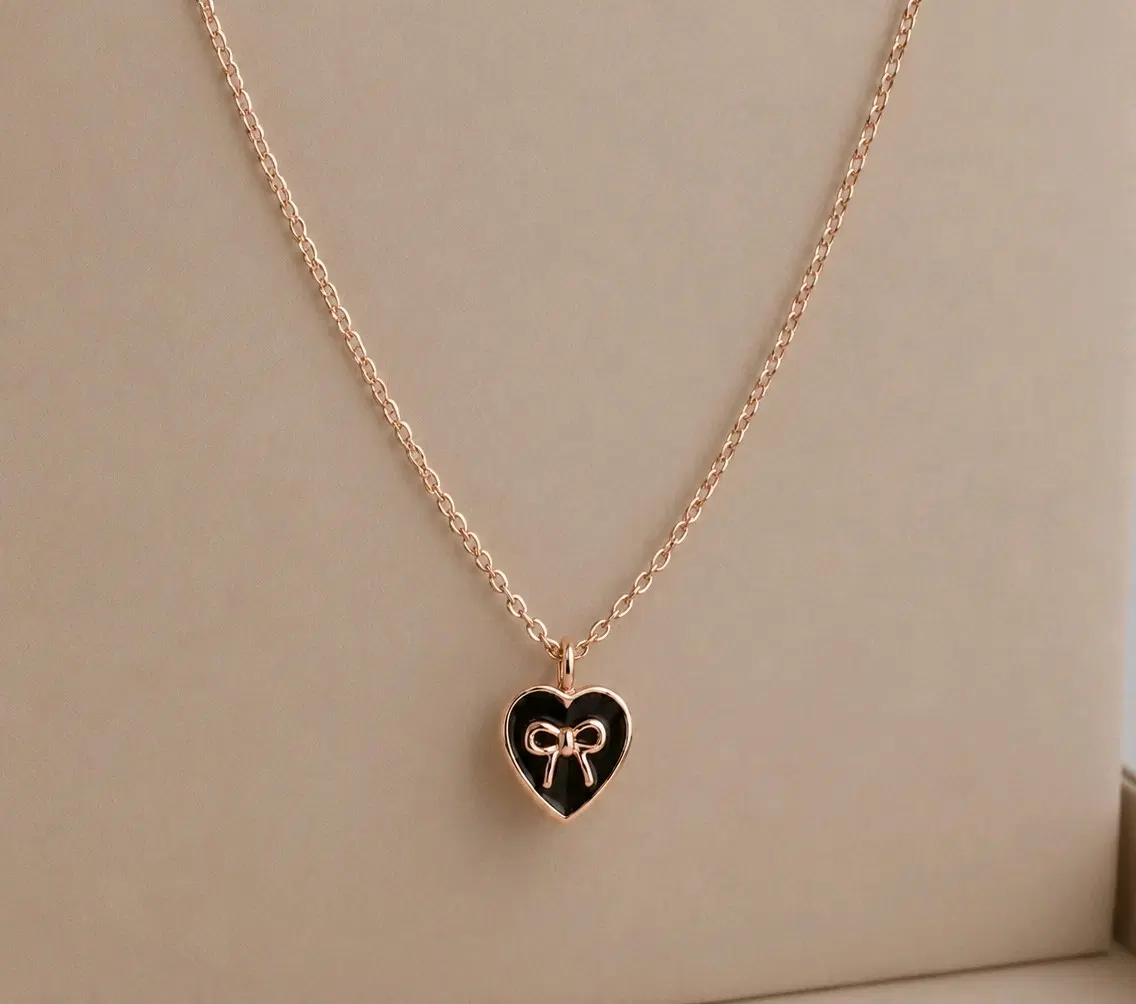 14k 하트 블랙 리본 목걸이 (카드가)