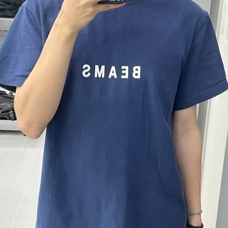 (M) 빔즈 오리지널 로고 반팔 티셔츠 네이비