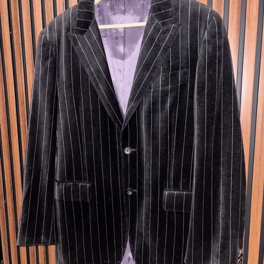 Solid Homme Black Pinstripe Velvet Blazer