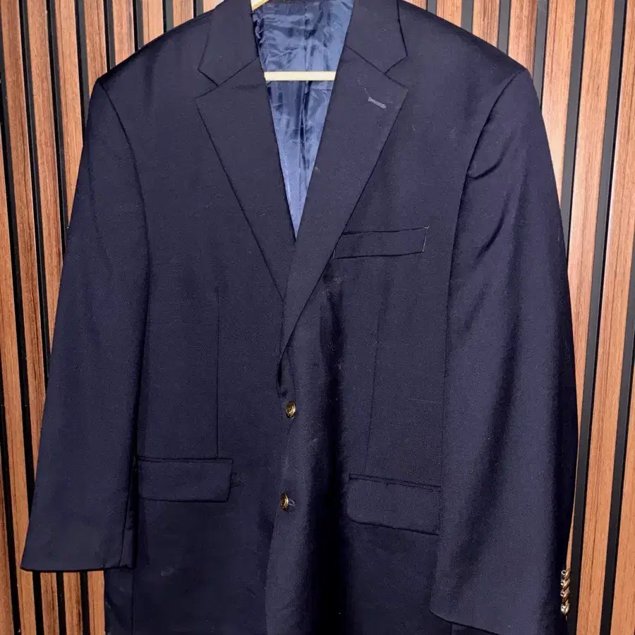 CHAPS Navy Two-Button Gold Button Blazer
