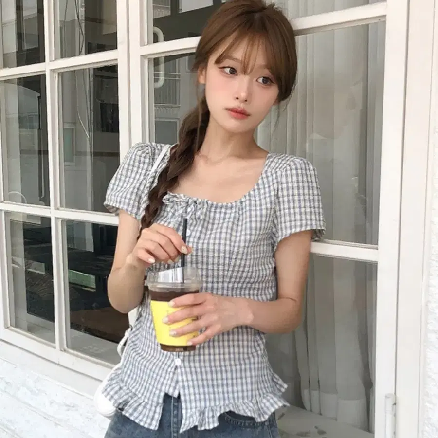 체크 블라우스