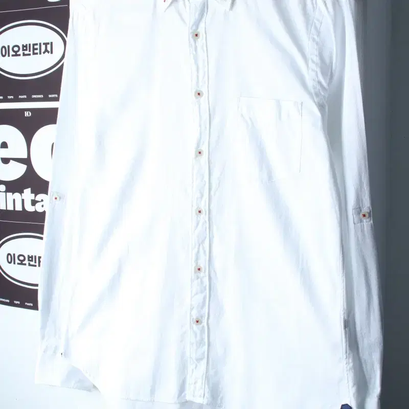 (M-L) 준멘 셔츠 남방 90S 년대 무지 화이트 놈코어-H37874