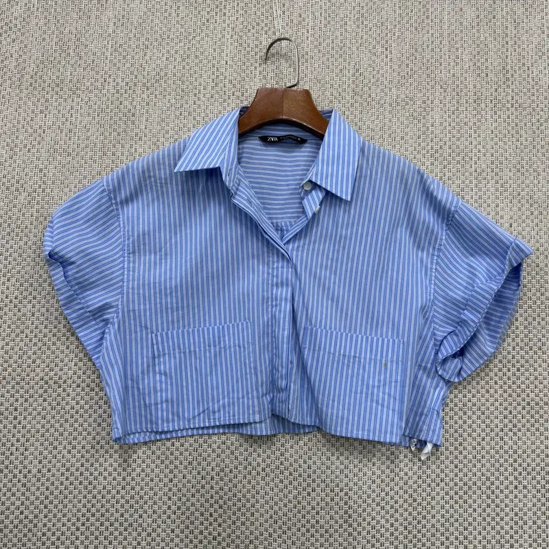 자라 ZARA 크롭 반팔 셔츠 S H03463