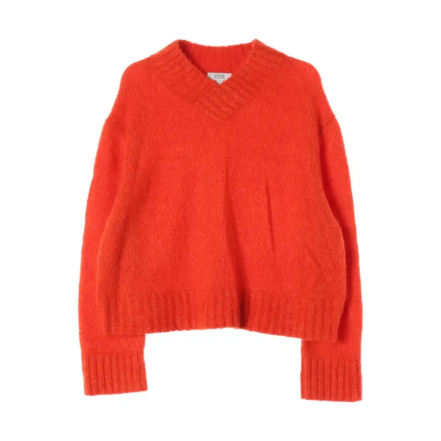 코스 22FW 알파카 울 하이 브이넥 니트 스웨터 오렌지