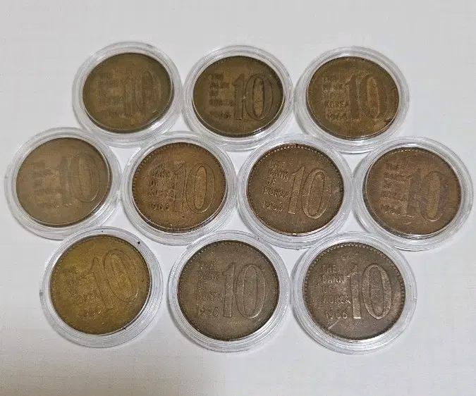 (특년도)한국은행 1966년 10원 동전 10개 일괄(외국주화.지폐.은화)03