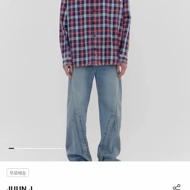 준지 아일랜드 워싱 브릭 레드 체크 46