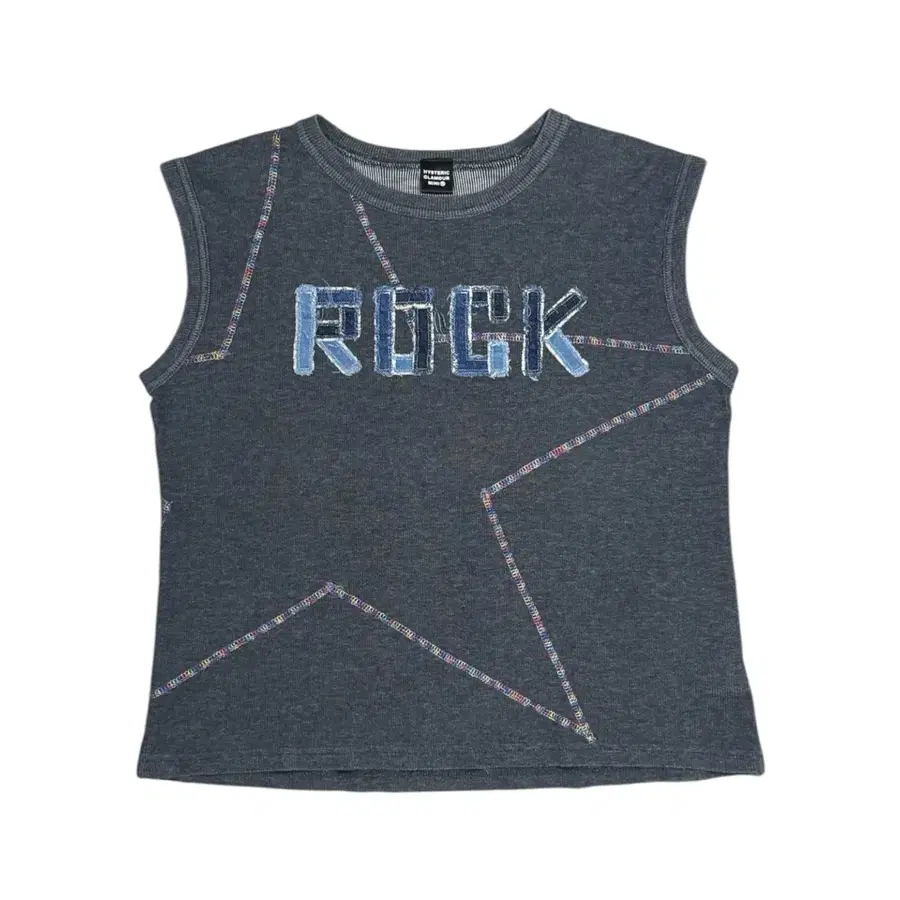 히스테릭 글래머 아카이브 자수 별 rock 패치 디테일 나시 반팔 티셔츠