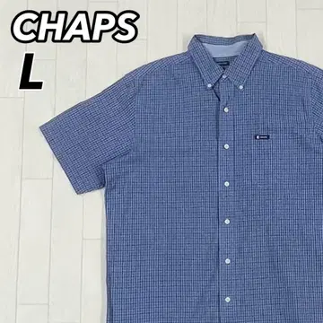 [ 새상품급 ] CHAPS 반팔 체크 셔츠 L 이지케어 블루