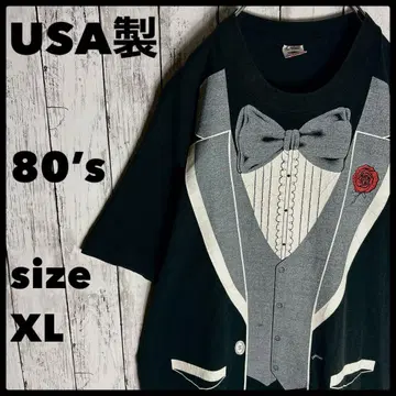 80s USA제 턱시도 트릭아트 T셔츠 XL 블랙 구제 의류 빈티지 a2