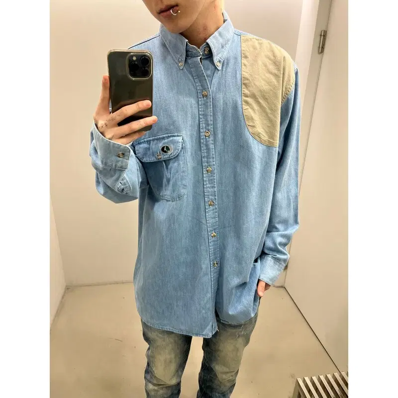 모스오크 데님 헌팅셔츠 r4510
