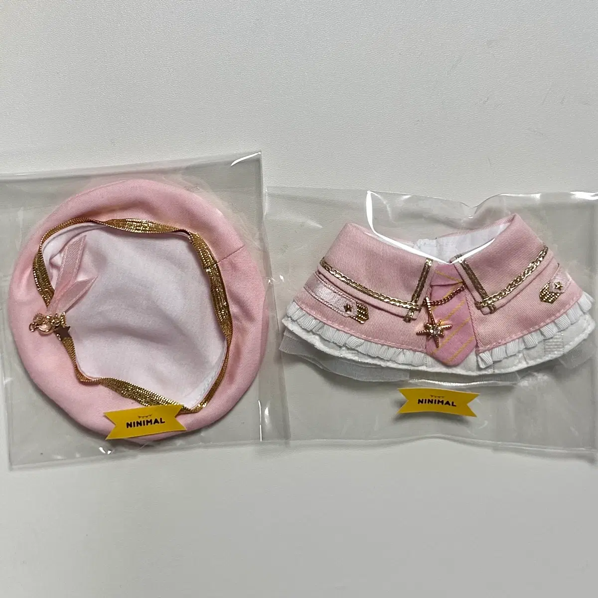 니니멀 핑크 케이프 베레모 세트 10cm 솜인형 인형옷