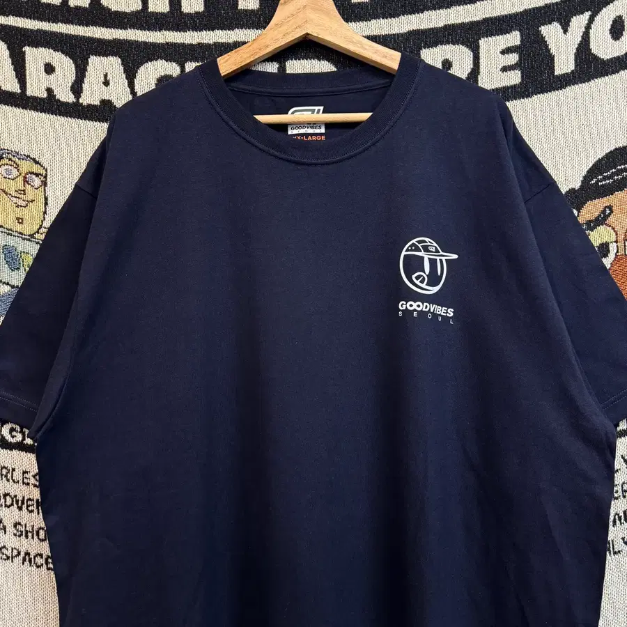 [3XL] 굿바이브스 서울 네이비 티셔츠