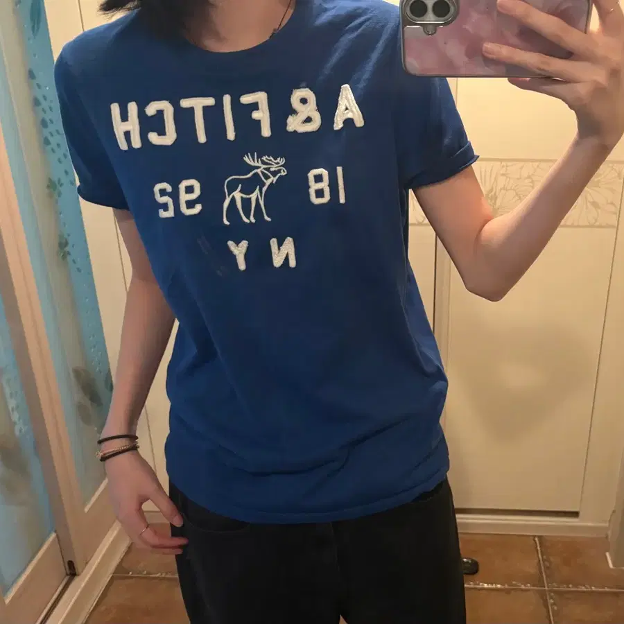 (M) 아베크롬비 머슬핏 반팔 티셔츠 블루