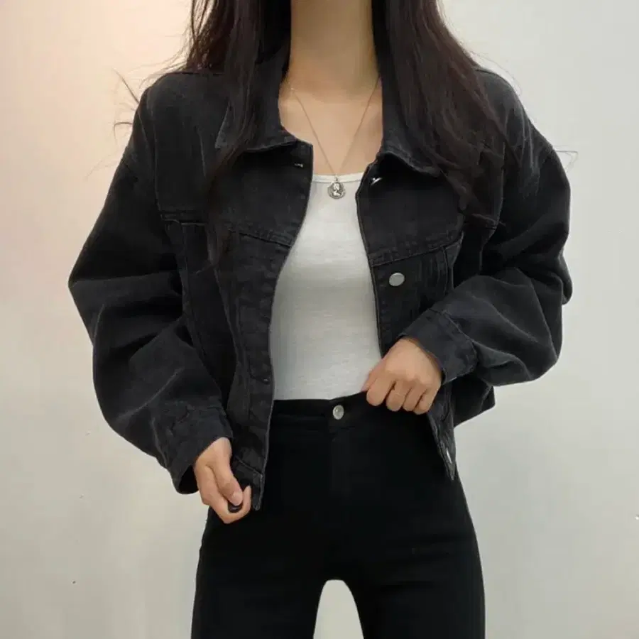 어텀 베이직 빈티지 흑청 청자켓