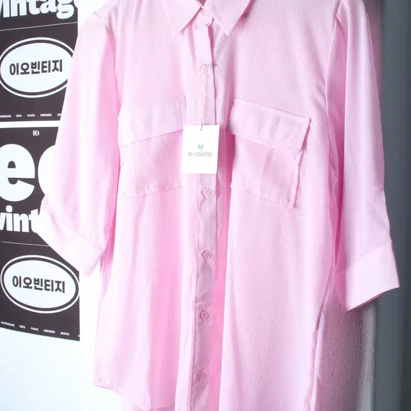 W(M) 레꼴뜨 반팔 카라 티셔츠 새상품 셔츠 남방 핑크-H37883