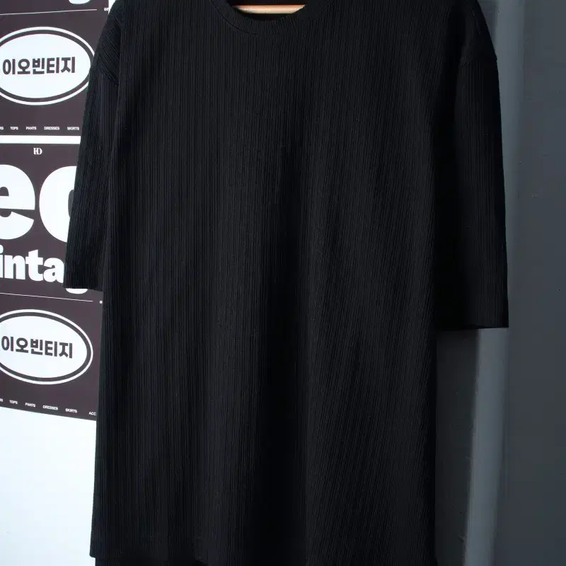 (XL-2XL) 드로우핏 반팔 티셔츠 골지 블랙 무지 놈코어-H37893