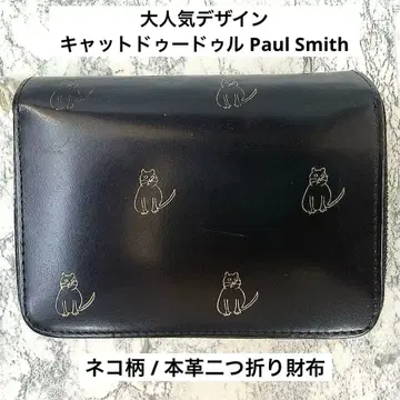 [ 인기 패턴 ] Paul Smith 접이식 지갑 캣 두들 고양이 블랙