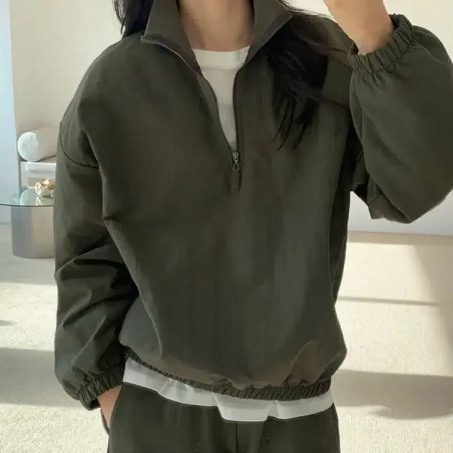 밴딩 아노락 맨투맨 카키
