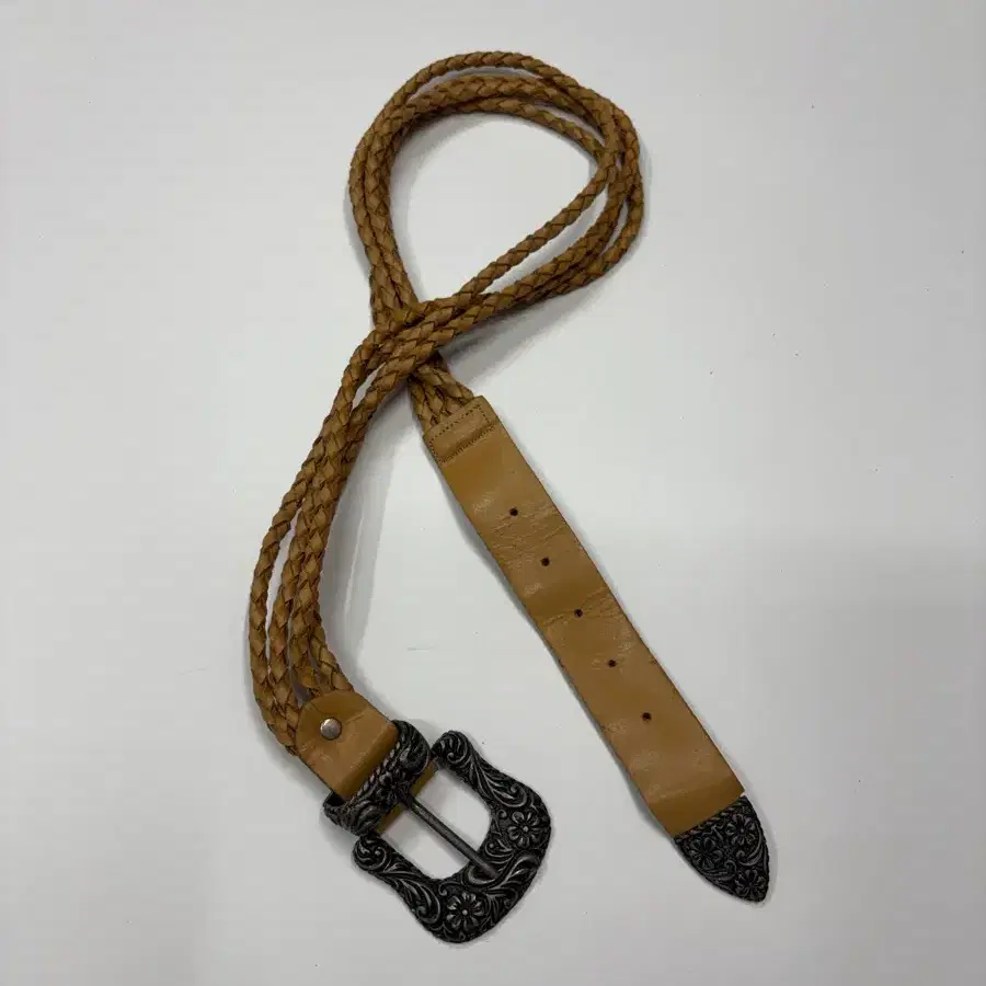 빈티지 브레이드 웨스턴 레더 벨트  Braided Western