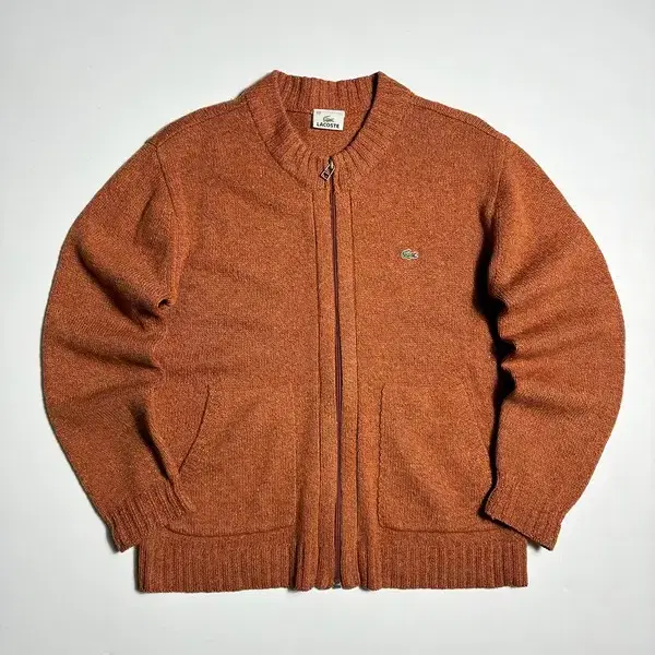 라코스테 시그니처 로고 패치 클래식 니트 집업 R3500
