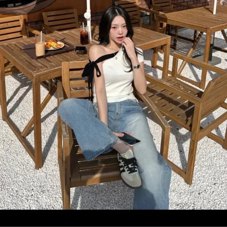 원 숄더 오프숄더 나시 섹시 니트 하객룩 휴가