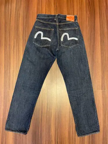 일본제 LOT 2001 EVISU 에비수 데님 팬츠 자수 블루 갈매기