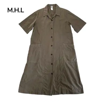 새상품급 M.H.L 반팔 셔츠 원피스 오픈 카라 카키 1